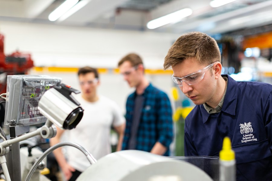 Construction trade students in training