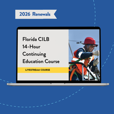 Florida CILB 14-Hour Continuing Education - 1-Day Livestream Course