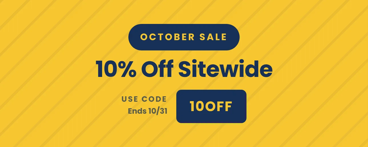 October Sale: 10% off sitewide with code 10OFF. Ends 10/31.